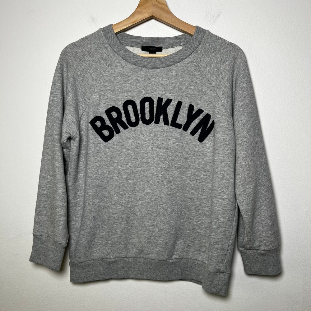 J. Crew Brooklyn Pullover Sweatshirt Gray Crew Neck 3/4 Sleeve size small - Picture 4 of 12